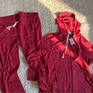 J. Crew Heather Red Hoodie and Jogger Set